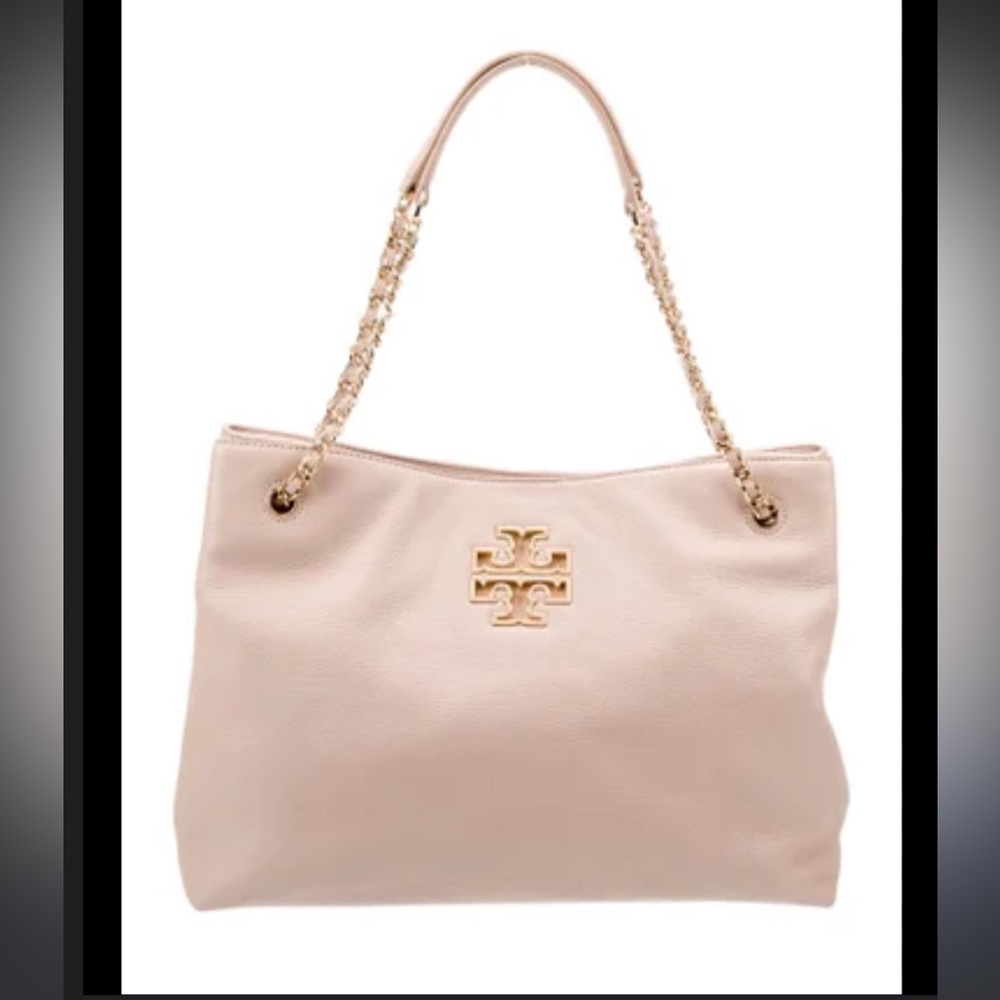 Tory Burch triple compartment tote Light Pink Pebbled leather and Gold metal acc